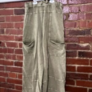 Easel Olive Green Wide-Leg Pants